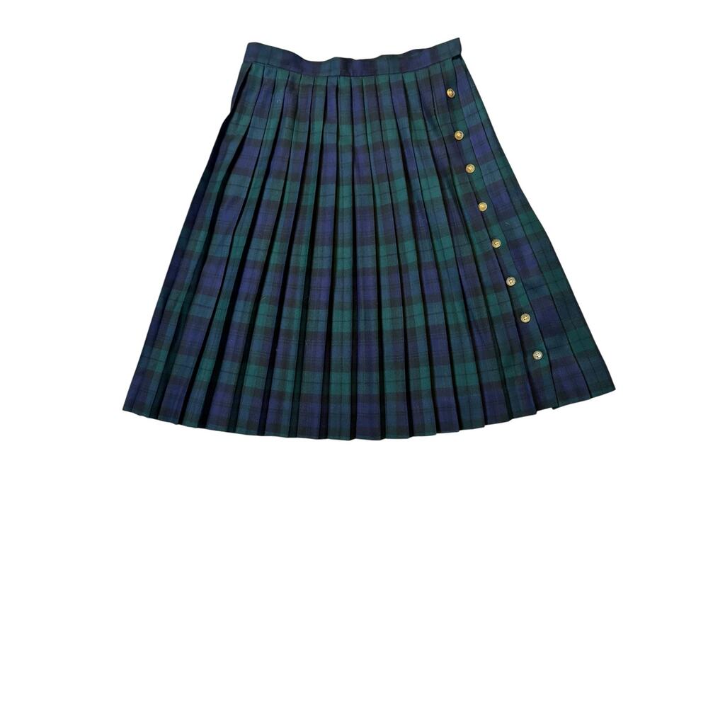 Vintage Wool Nightwatch‎ Plaid Pleated Midi Kilt Skirt Academia Preppy Classic M - Picture 4 of 8